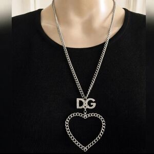 Dolce & Gabbana DG Silver Heart Pendant Necklace